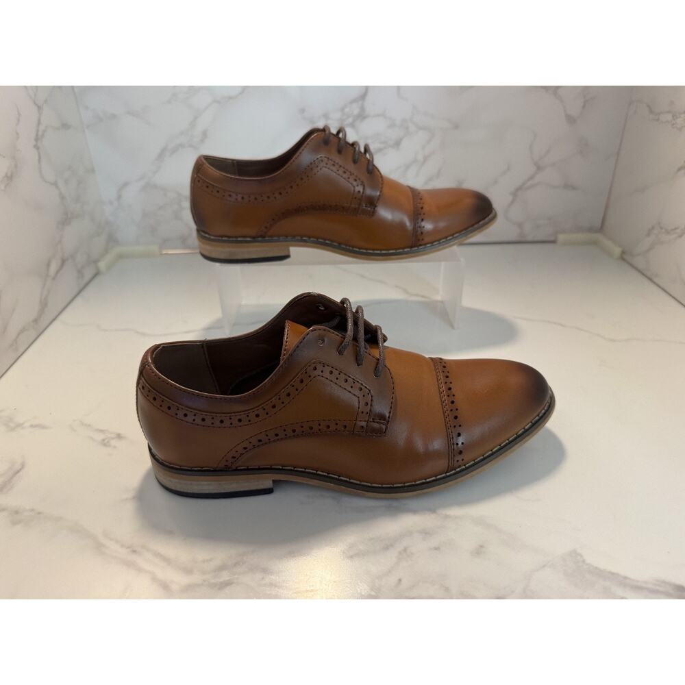 Stacy Adams Boys Brown Leather Cap Toe Oxford Dickinson Dress Shoes Size 3M, Pre